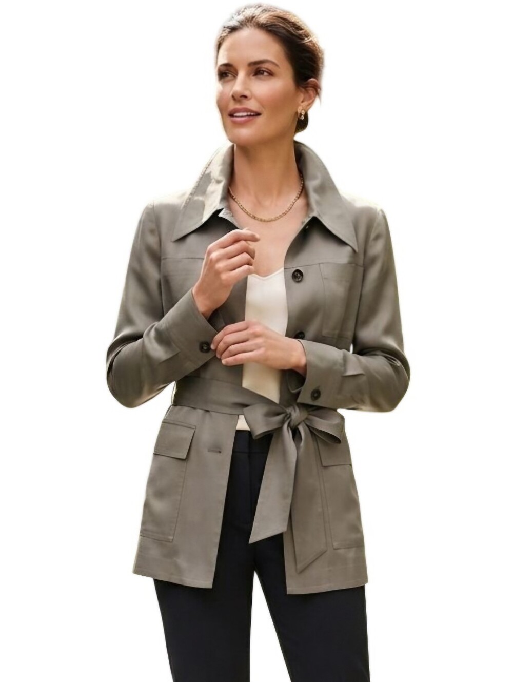 Banana Republic Silk 4 Pocket Tan Neutral Fully Lined All Season Jacket Size 10